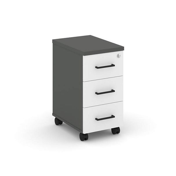 Стайл Проджект Тумба мобильная з/с ЛХДФ SN.TM-004 Антрацит/Антрацит/Белый/Черный Ручки 320*460*611 - Вид 1