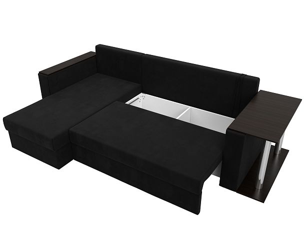 Угловой диван Атланта Лайт левый (полностью микровельвет черный) - Вид 7