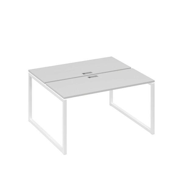 Станция (2х140) офисная с металлокаркасом QUATTRO A4 А4 Б4 171 БП серый / металлокаркас белый - Вид 1