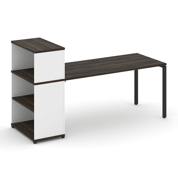 Concept Стол рабочий с опорным стеллажом с надставкой низ. CN.SP-212 Дуб Мали/Белый Бриллиант/Металл Черный 2000*720*1140 - Вид 1