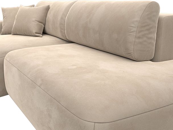 Диван угловой Лига-036 Модерн левый угол Велюр бежевый - Вид 6