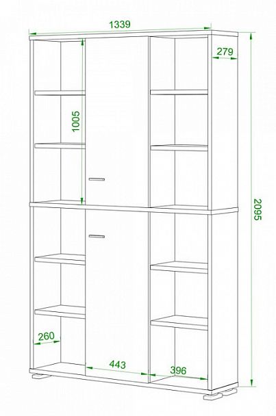 Стеллаж комбинированный Домино ПУ-40-2 Белый/Шамони - Вид 2