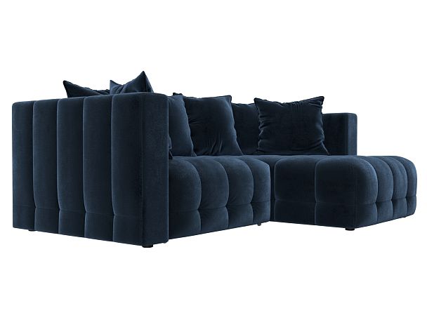Диван угловой Лига-052 НПБ угол универсальный Велюр синий - Вид 3