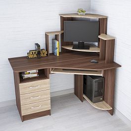 Стол компьютерный Грета-7 (1300*1335*900) ясень шимо/дуб сонома - Фото предпросмотра