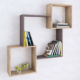 Полка навесная ПН-2 (1050*1050*180) ясень анкор темный/дуб эндгрейн - Фото предпросмотра