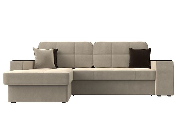 Угловой диван Брюссель левый (полностью микровельвет бежевый) - Вид 2