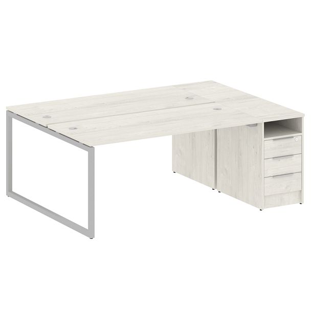 Metal System Quattro Р. ст. с тумбой на О-образном м/к 40БО.РС-СТП-2.4 Дуб наварра/Серый металл 2012*1475*750 - Вид 1