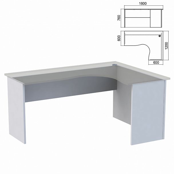 Стол компактный ЧАСТЬ 2 "Арго", 1600х1200х760 мм, правый, серый - Вид 2