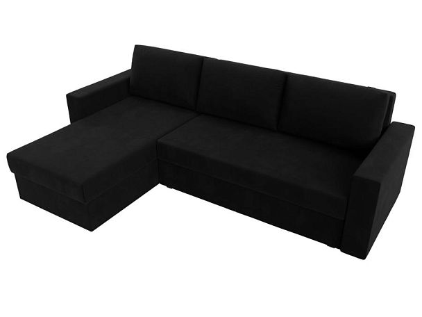 Угловой диван Траумберг Лайт левый (полностью микровельвет черный) - Вид 5