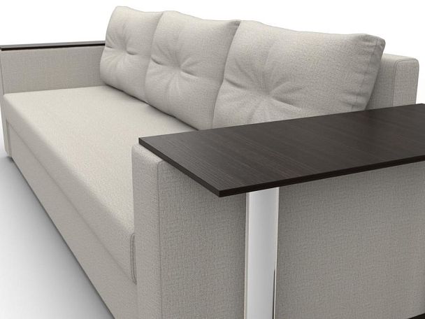 Диван прямой Атланта Лайт со столом справа Рогожка бежевый - Вид 4