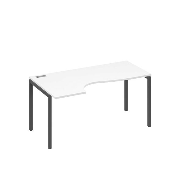 Стол эргономичный левый "Классика" на металлокаркасе DUE A4 А4 Б2 045 БП белый премиум / металлокаркас антрацит - Вид 1