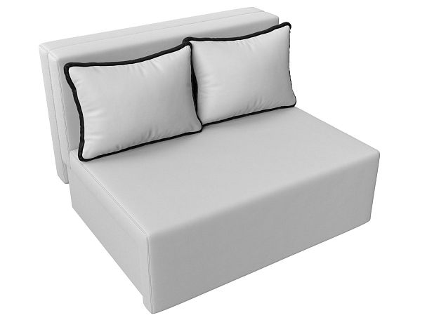 Диван прямой Лагуна (полностью экокожа белая, кант экокожа черная) - Вид 5