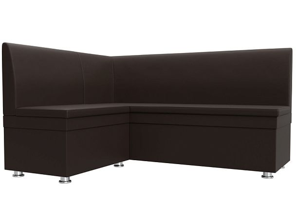 Кухонный угловой диван Уют левый (полностью экокожа коричневая) - Вид 1