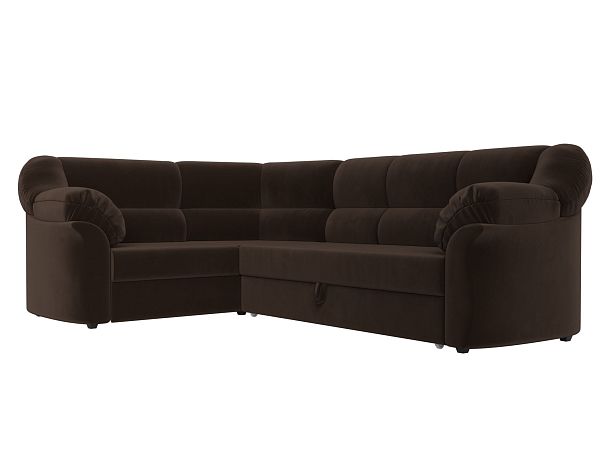 Диван угловой Карнелла левый (полностью микровельвет коричневый) - Вид 3