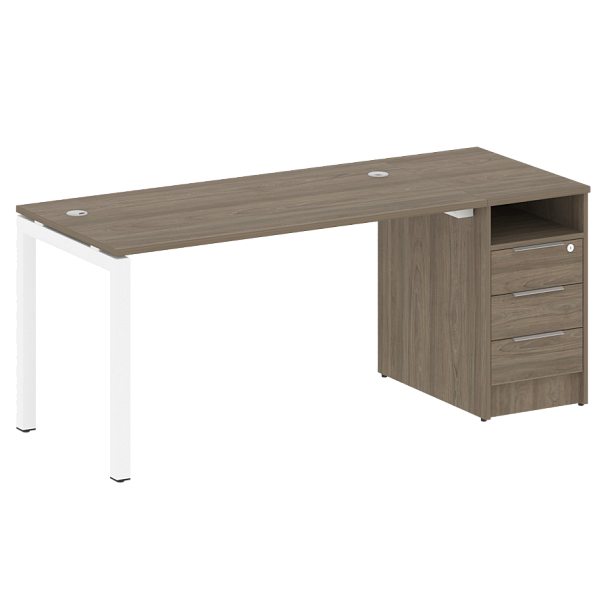 Metal System Quattro Р. ст. с тумбой на П-образном м/к 50БП.РС-СТП-1.3 Вяз/Белый металл 1812*720*750 - Вид 1