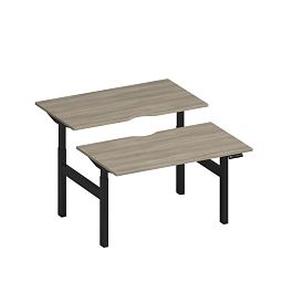 Рабочая станция на электроприводе с вырезами Elevo А2 ЧР 102.2 ВЛ вяз либерти/ черный гладкий - Фото предпросмотра