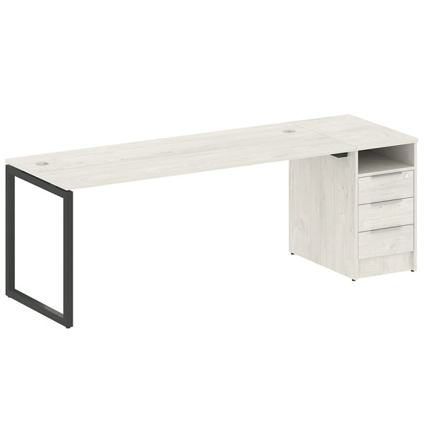 Metal System Quattro Р. ст. с тумбой на О-образном м/к 40БО.РС-СТП-1.5 Дуб наварра/Антрацит металл 2212*720*750 - Вид 1