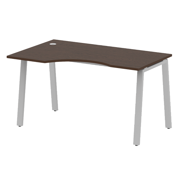 Metal System Стол криволинейный левый на А-образном м/к БА.СА-2 (L) Венге/Серый металл 1400*900*750 - Вид 1