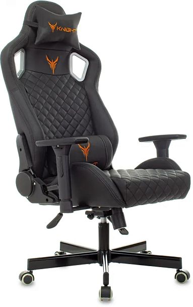 Кресло игровое Knight Outrider черный ромбик экокожа с подголов. крестов. металл - Вид 1