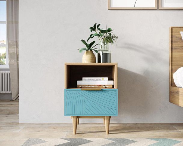 Тумбочка с нижним ящиком Line LN09/GR1/blue - Вид 4