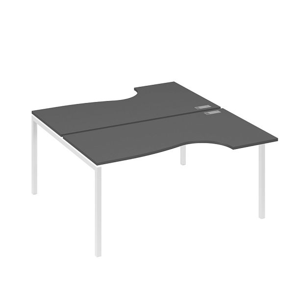 Рабочая станция DUE (2х160) столы эргономичные Классика A4 А4 Б2 185 БП антрацит премиум / металлокаркас белый - Вид 1