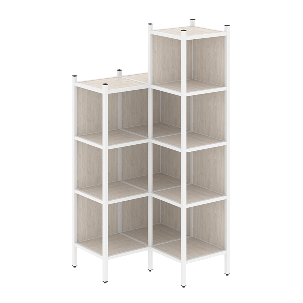 Loft Угловой внутренний стеллаж наборный VR.L-38 Денвер светлый/Белый металл 862*862*1869 - Вид 1