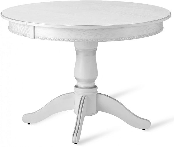 Стол деревянный раздвижной Вэлт D110(150)х110х76 Белый с серебряной патиной - Вид 4