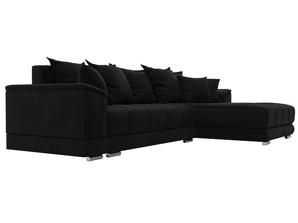 Угловой диван НордСтар правый угол Микровельвет черный - Вид 4
