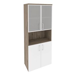 Onix Шкаф высокий широкий O.ST-1.4 R Тиквуд темный/Белый бриллиант 800*420*1977 - Фото предпросмотра