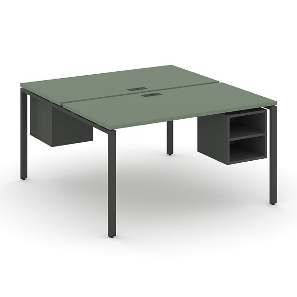 Concept Рабочая станция 2 сторонняя с подвесными тумбами на 2 места CN.DRS-105 Кобо/Антрацит/Металл Антрацит 980*1480*750 - Вид 1