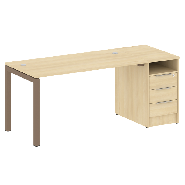 Metal System Quattro Р. ст. с тумбой на П-образном м/к 50БП.РС-СТП-1.3 Акация/Мокко металл 1812*720*750 - Вид 1