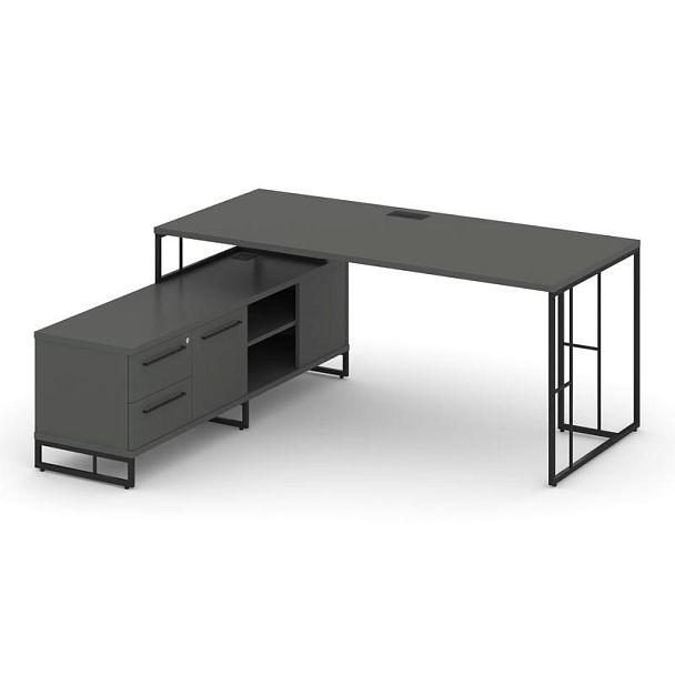 Rift Direct Стол руководителя на опорной тумбой RF.SRT-25 (L) Антрацит/Металл Черный 1780*1600*750 - Вид 1