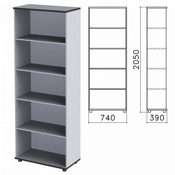 Шкаф (стеллаж) "Монолит", 740х390х2050 мм, 4 полки, цвет серый, ШМ44.11 - Вид 1