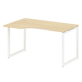 Metal System Quattro Стол криволинейный левый на О-образном м/к 40БО.СА-2 (L) Акация/Белый металл 1400*900*750 - Фото предпросмотра