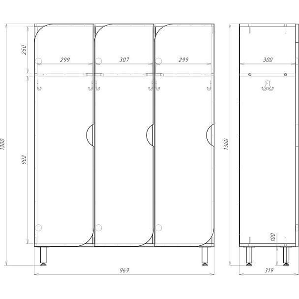 Шкаф 3-секционный, фасад ЛДСП - Вид 6