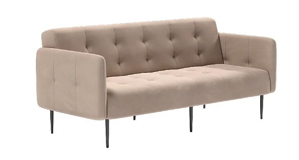 Monaco диван-кровать прямой с подлокотниками, трехместный, велюр бежевый Velutto 06 - Вид 1