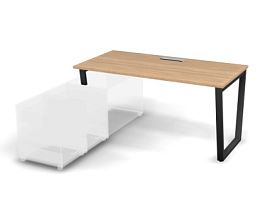 MATRIX 121B105-V Стол прямой, опора на тумбу, Merida (V-опоры) 1580х780х775 Швейц-й вяз/Темно-серый - Фото предпросмотра