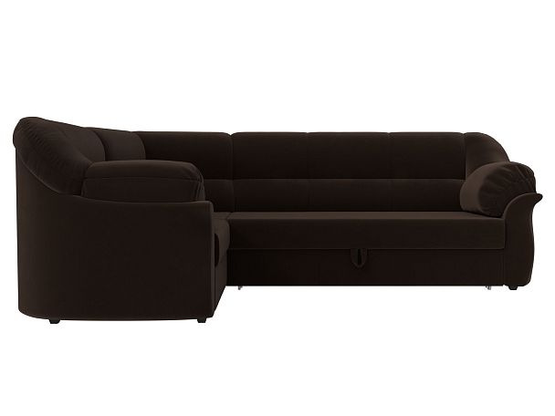Диван угловой Карнелла левый (полностью микровельвет коричневый) - Вид 2