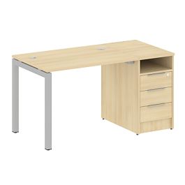 Metal System Quattro Р. ст. с тумбой на П-образном м/к 50БП.РС-СТП-1.1 Акация/Серый металл 1412*720*750 - Фото предпросмотра