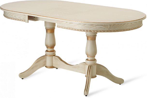 Стол деревянный раздвижной Барэнт 130(170)х90х76 Слоновая кость с золотой патиной - Вид 5