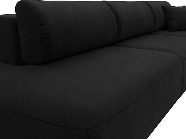 Диван прямой Лига-036 Модерн Лонг подлокотник справа Микровельвет черный - Вид 3