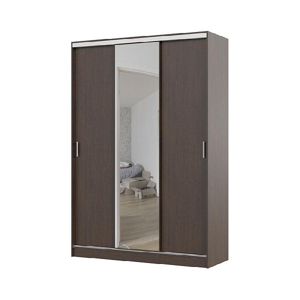 Альянс 1,5 м шкаф-купе (1500*2200*610 мм) венге/венге - Вид 1