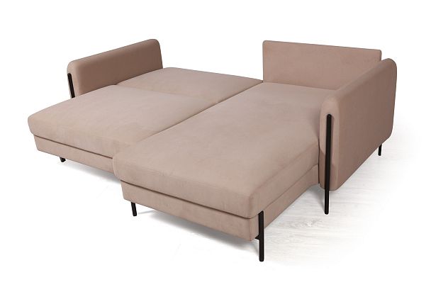 Barcelona диван-кровать с шезлонгом, велюр бежевый - Вид 7