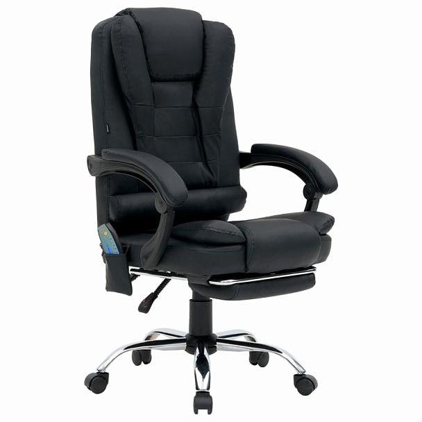 Кресло офисное CROMEX "Lounge MS-007", подножка, 6 массажных модулей, экокожа, черное, 532960 - Вид 1