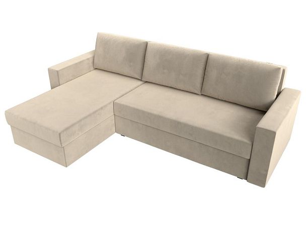 Угловой диван Траумберг Лайт левый (полностью микровельвет бежевый) - Вид 5