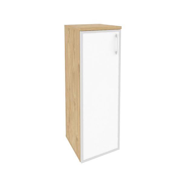 Onix Шкаф средний узкий левый O.SU-2.4 R (L) white Тиквуд светлый/Стекло 400*420*1207 - Вид 1