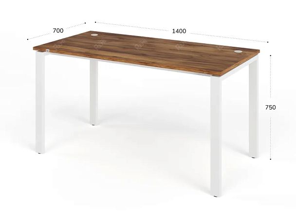 TANDEM RTD064-MK-140-SH Стол прямой на металлокаркасе ун-й 1400х700х750 Таксония шоколадная/Белый - Вид 2