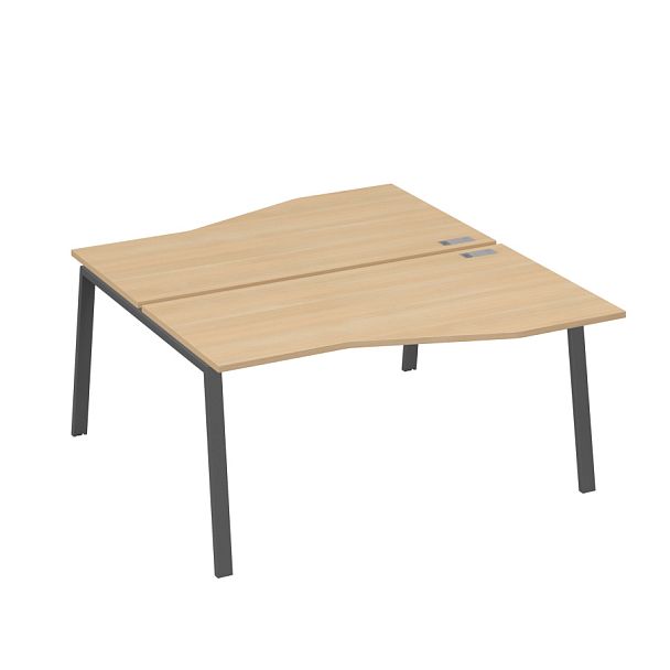 Рабочая станция (2х160) столы Техно на опорах TRE A4 А4 Б3 191  БП натуральный дуб / металлокаркас антрацит - Вид 1