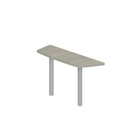 Приставка боковая Wing большая 500х1613х750 / цвет: дуб светлый, 2 опоры табулярные серебрянный металлик - Фото предпросмотра