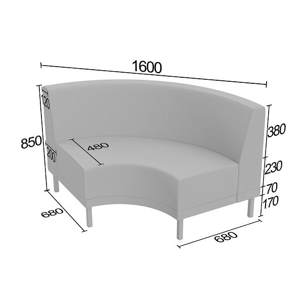 (ave-d2vo) Диван Аверс двойной вогнутый - Вид 2